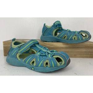 Merrell Hydro Girls Blue Green Water Shoes Size 7M Hook And Loop Closure